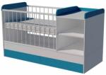 Kinder Mobel Lili Duo 3in1 baba kombi kiságy 120×70 cm ágyneműtartóval - Fehér/kék