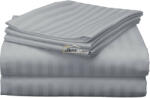 HomePuls Cearsaf de pat 2 persoane Damasc Policoton dunga 1 cm, 220 x 230 cm, Gri Deschis