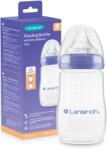 Lansinoh Cumisüveg közepes folyású etetőcumival + fedéllel, 240 ml - promama