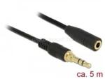Delock Sztereó jack hosszabbító kábel 3, 5 mm 3-tűs apa > anya 5 m hosszú fekete (DL85590) (DL85590)