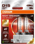 OSRAM Xenarc Night Breaker +220% D1S xenon fényszórólámpa, 4500 K, akár 220% fényerő, 250 méteres fénykéve, PK32d-2, 66140XN2-2HB, 2 darab/csomag (66140XN2)