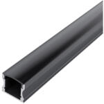 AVIDE Alu Profil "U" 17.2X14.4Mm Falon Kívüli Fekete - Fekete Búrával 1M (AAP-SM1714-1M-BB)