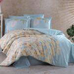 Hobby Home® Lenjerie pat dublu poplin percale, Hobby Home, Flori, Lily Blue Lenjerie de pat