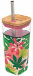  QUOKKA Liquid Cube üveg pohár szilikon felülettel 540 ml, pink jungle flora