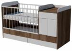  Bogi Duo 3in1 baba kombi kiságy 120×70 cm ágyneműtartóval - Sötét sonoma/fehér