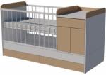 Kinder Mobel Bogi Duo 3in1 baba kombi kiságy 120×60 cm ágyneműtartóval - Fehér/cappuccino
