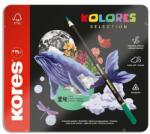 Kores Színes ceruza készlet, háromszögletű, fém doboz, KORES "Kolores Selection", 24 különbözõ szín (24 db)