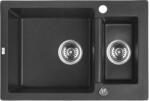 Laveo SRC_730T - LAVEO CELIA 1, 5 medencés 650x440 gránit mosogató dugókiemelővel szemcsés fekete (SRC_730T)
