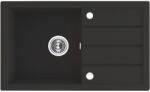 Laveo SRP_711T - LAVEO RINA 1CS 790x480 egymedencés csepptálcás gránit mosogató dugókiemelős szemcsés fekete (SRP_711T)