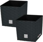 KOTARBAU Ghiveci de grădină din rattan cu inserție antracit 20x20 cm set de 2 buc (ZSY2845)