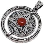 R. M. ékszer Kör fém csillag karneol medál 4cm (022042)