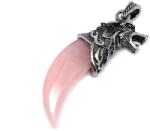 R. M. ékszer Karom fém farkas rózsakvarc medál 2x5, 5cm (022054)