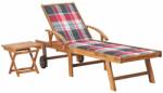 vidaXL Șezlong cu pernă și masă, lemn masiv de tec (3063034) - comfy