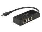 Delock Adapter SuperSpeed USB (USB 3.1 Gen 1) USB Type-C csatlakozódugóval 2 x Gigabit LAN 10/100