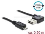 Delock Kábel, EASY-USB 2.0-s A- típusú csatlakozódugó, ívelt bal / jobb > USB 2.0-s Micro-B (DL85163) (DL85163)