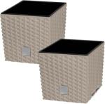 KOTARBAU Ghiveci de grădină din rattan cu inserție mocca 17x17 cm set de 2 buc (ZSY2850)