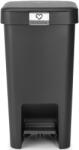 Brabantia StepUp pedálos kuka hulladéktípus jelölő ablakkal, lecsapódásgátló fedél, 10L - C méret, 91% újrahasznosított műanyag, sötétszürke - 800344 (800344)