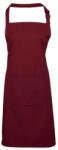 Premier PR154 COLOURS nagy zsebes hosszú kötény saját anyagú pántokkal Premier, Burgundy-U (pr154bu-u)