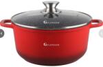 Goldmann Cratita marmorata antiaderenta 6.5L, 28x12, 5cm, inclusiv inductie, capac sticla, rosie, ECO-friendly, Goldmann (GM 7328 R)