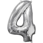 Amscan Balon din folie cifra aniversară 4 argintiu 66 cm