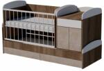  Bogi Trio 4in1 ringatható kombi kiságy 120×70 cm ágyneműtartóval - Sötét sonoma/fehér/desmond