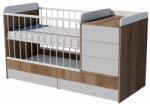  Reni Duo 3in1 baba kombi kiságy 120×70 cm ágyneműtartóval - Sötét sonoma/fehér