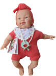 Nines Csecsemő baba - piros ruhában, kopasz, 26 cm 24 hó+ (NINES0601)