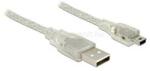 Delock USB 2.0-s kábel A-típusú csatlakozódugóval > USB 2.0 Mini-B csatlakozódugóval, 5 m, áttetszo (DL83909) (DL83909)