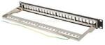 Lanberg Üres patch panel 24 port 1U 19" FTP, árnyékolt, tehermentesítővel, fekete (PPKS-0924-B) (PPKS-0924-B)