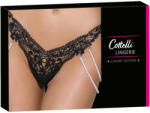 Cottelli Collection - luxus, hímzett gyöngyös tanga (fekete) (23222771111) - szexshop