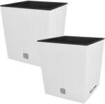 KOTARBAU Ghiveci de grădină din rattan cu inserție albă 40x40 cm set de 2 buc (ZSY2867)