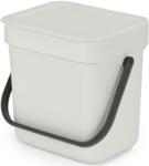 Brabantia Sort & Go konyhai szemetes felnyitható fedéllel, fogantyúval szelektív és komposzt gyűjtéséhez, 3L - A méret, világosszürke - 213229 (213229)
