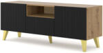 BIM Furniture Ravenna Tv állvány 150 Cm, Matt Fekete Ajtókkal, Artisan Tölgy Színű Test, 2d1s (ravenna_pb_foiled_mdf_tv_stand_150_2d1s_artisan_oa)