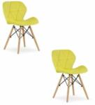  Scaun Bucatarie Si Dining LAGO Catifea Galben /Picioare Natur x 2 Buc