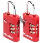 CZ - S Master Lock TSA 4686EURT 2 db kombinált lakat készlet - piros
