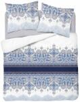DETEXPOL Pamut szatén ágynemű díszekkel - kék és fehér