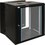 Pulsar RWD1266 19" 12U 600x600 fali rack szekrény, kiforgatható, készre szerelt, fekete (RWD1266)