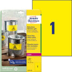 Avery Zweckform Etikett címke speciális L6111-20 időjárásálló poliészter címke 210 x 297 mm sárga