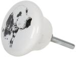 Clayre & Eef Buton mobila din fier si ceramica alba neagra Ø 4 x 2 cm (64708deco)