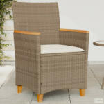 vidaXL 2 db bézs polyrattan és tömör fa kerti szék párnával (368722) - aktuell
