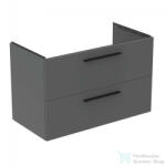 Ideal Standard I. Life B 100x50, 5 cm-es 2 fiókos fali szekrény mosdó és fogantyú nélkül, Quartz grey matt T5276NG (T5276NG)