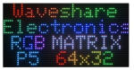  Waveshare RGB színes LED-mátrix panel, 5 mm-es osztás, 64x32 pixel, állítható fényerő (25848)