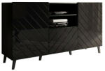  Komód Charlotte 143 (Fekete + Fényes fekete)