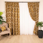  Set 2 draperii Hiko Chenille mustar, dark, cu rejansa (10015509)