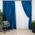  Set 2 draperii Hiko Comfy catifea albastru turcoaz, cu rejansa (10015459)