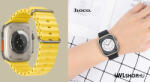hoco Apple Watch-hoz 38/40/41mm, Hoco, Original hullámos, dupla csatos, szilikon szíj, WA12 - Sárga (WA1238-08)