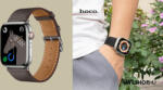 hoco Apple Watch-hoz 38/40/41mm, Hoco, Original bőrszíj, WA17 - Sötét szürke (WA1738-0G)
