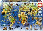 Educa Puzzle Educa din 500 de piese - O sută de specii de animale pe cale de dispariție (EDU19908) Puzzle