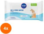 Nivea Baby Set 4 x 57 Servetele Umede pentru Bebelusi Nivea Baby Aqua Pure Water (ROC-4xCOR1019618MF)