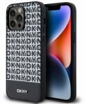 DKNY PU bőr ismétlődő mintás alsó csíkos MagSafe hátlap iPhone 15 Pro Max Blackhez